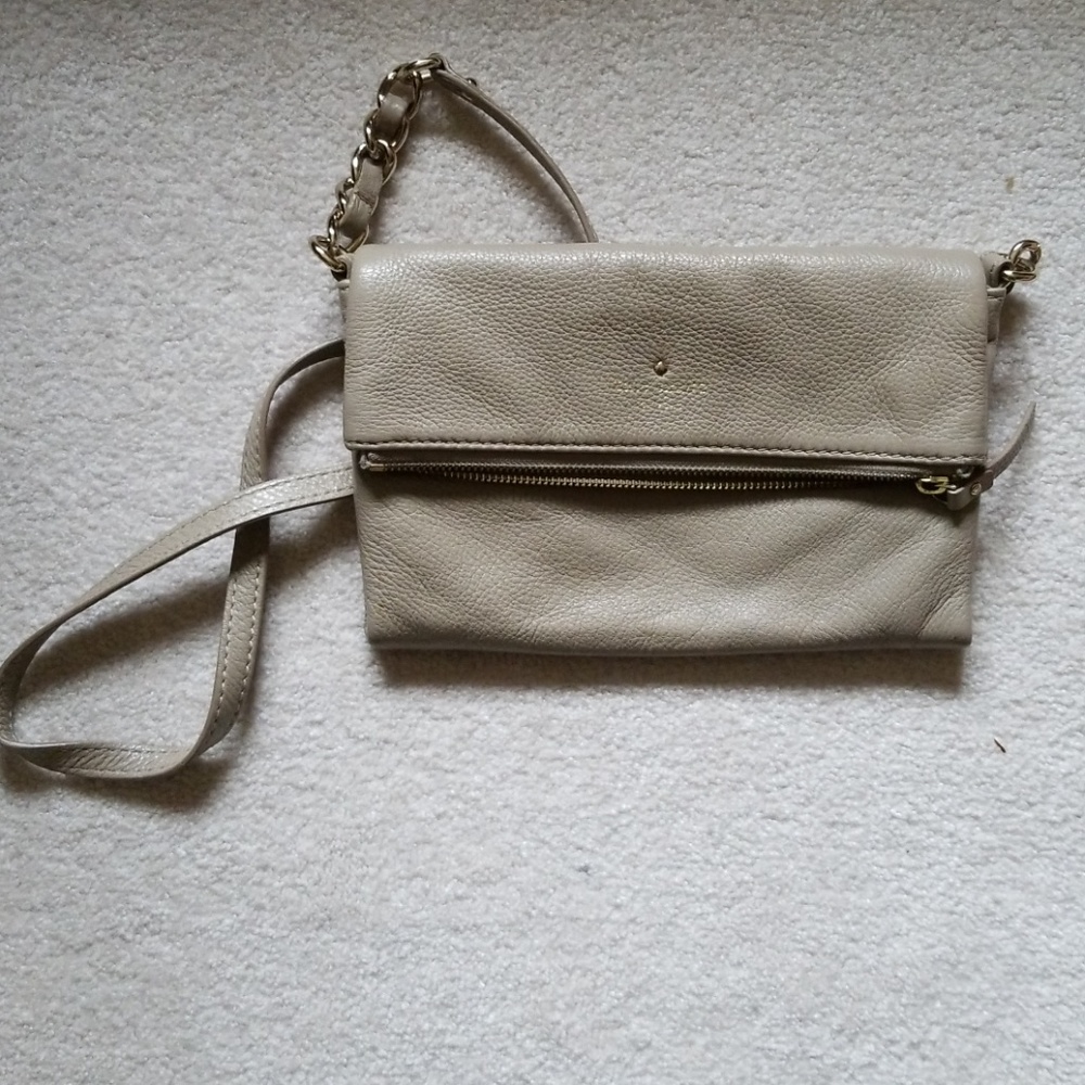 kate spade beige / taupe leather crossbody bag